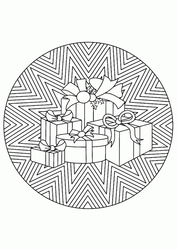 Coloriage Mandala Noel Cadeau Sur Hugolescargot dedans Mandala Cm2 À Imprimer