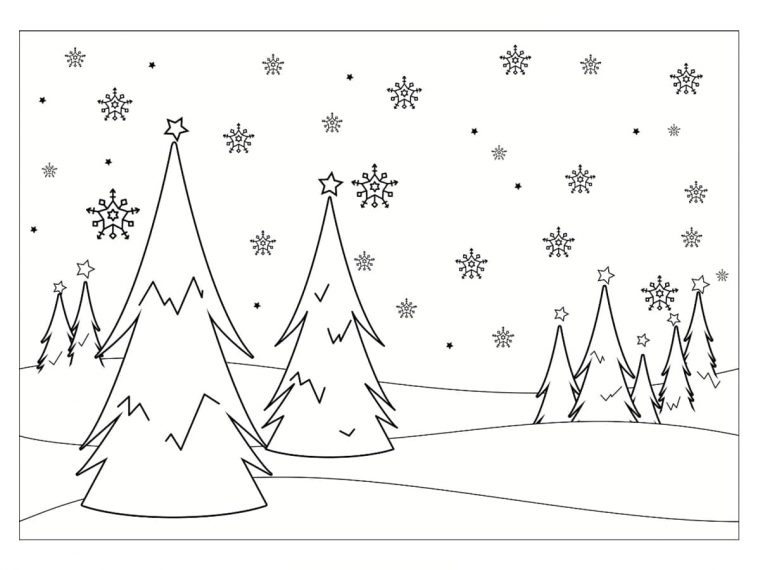 Coloriage Paysage Hiver : 30 Dessins À Imprimer Gratuitement concernant Coloriage De Paysage