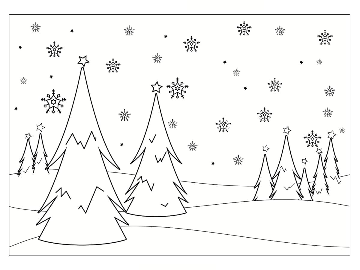 Coloriage Paysage Hiver : 30 Dessins À Imprimer Gratuitement concernant Coloriage De Paysage