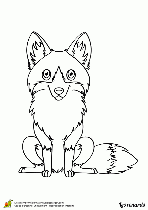 Coloriage Petit Renard Assis Sur Hugolescargot intérieur Coloriage Renard Kawaii