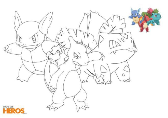 Coloriage Pokémon Du Trio Classique Avec Salamèche avec Salameche A Colorier