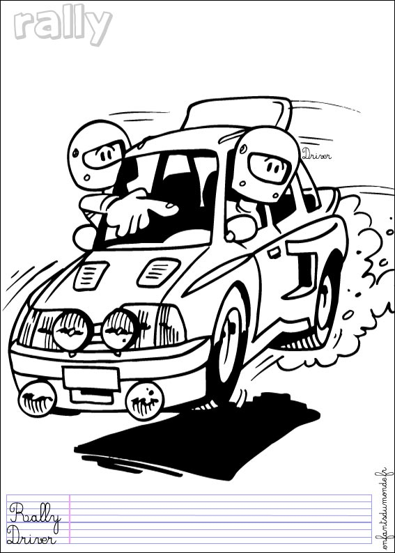 Coloriage Rallye 1 .:. Coloriages Sports De Course En Anglais concernant Coloriage En Anglais