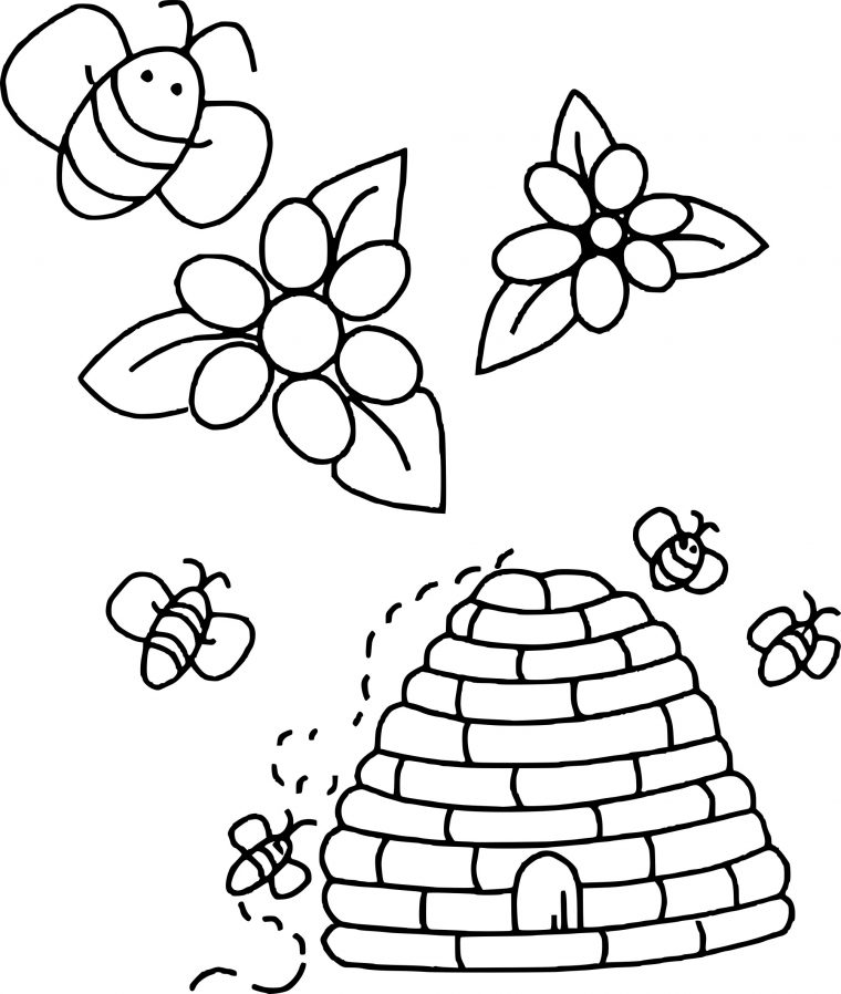 Coloriage Ruche Abeille À Imprimer intérieur Abeille Dessin Facile