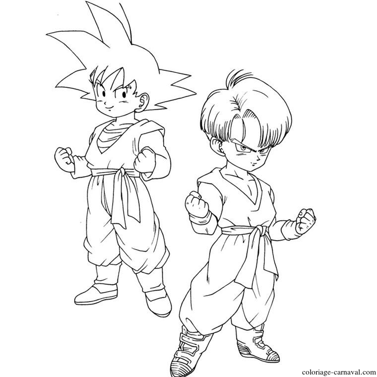 Coloriage Son Goten Trunks Dragon Ball Z 6 Dessin Gratuit tout Coloriage Trunks