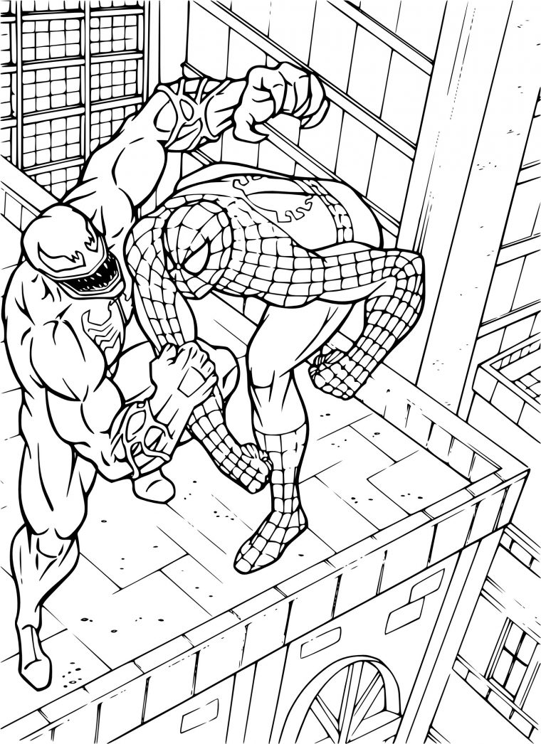 Coloriage Spiderman Contre Venom À Imprimer Et Colorier à Spiderman Noir Coloriage