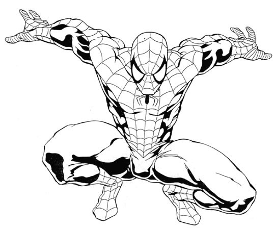 Coloriage Spiderman Facile En Noir Et Blanc Dessin Gratuit encequiconcerne Coloriage Spiderman Noir