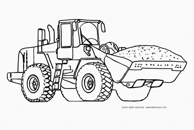 Coloriage Tractopelle Transporte Le Chargement De Sable à Dessin De Tracteur À Imprimer