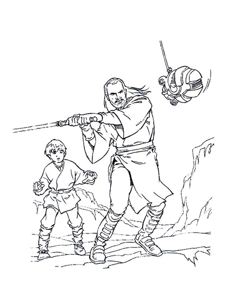 Coloring And Drawing: Star Wars Coloring Pages Qui Gon Jinn concernant Dessin Gon A Imprimer