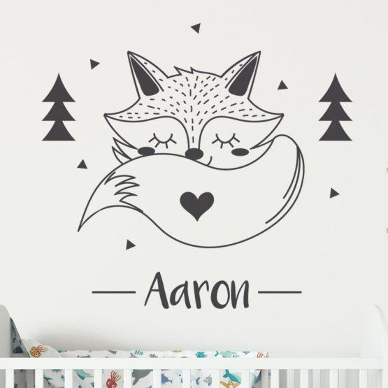 Décor Renard Tendresse Avec Prénom – Décoration Murale avec Coloriage Bebe Renard