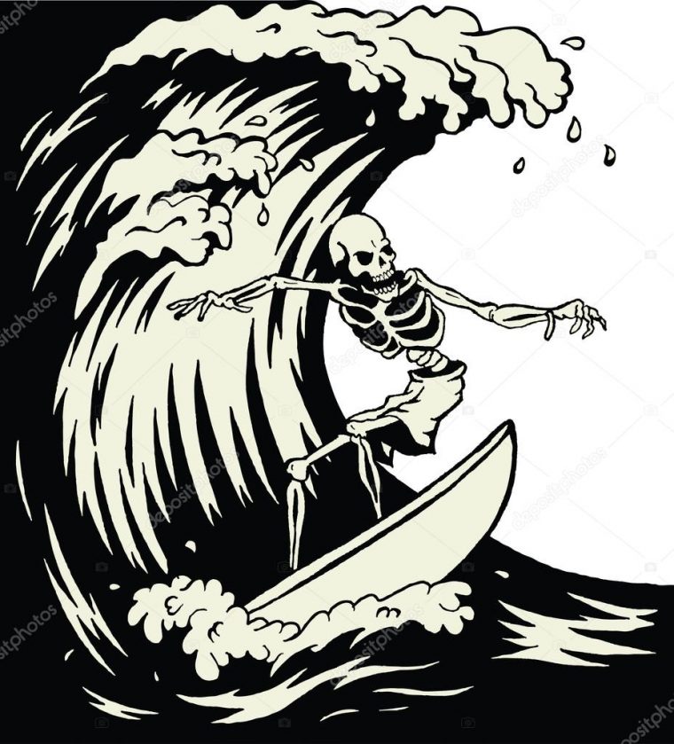 Depositphotos_62140103-Stock-Illustration-Skeleton-Surfer concernant Coloriage Surfeur