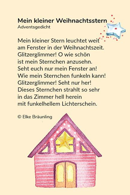 Der Kleine Weihnachtsabendsstern * Elkes Kindergeschichten encequiconcerne Weihnachtsgedicht Kindergarten