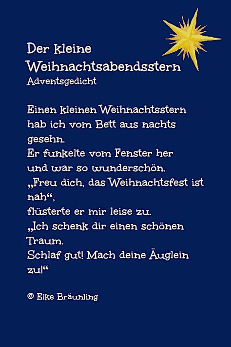 Der Kleine Weihnachtsabendstern | Gedichte Zum Advent concernant Weihnachtsgedicht Kindergarten