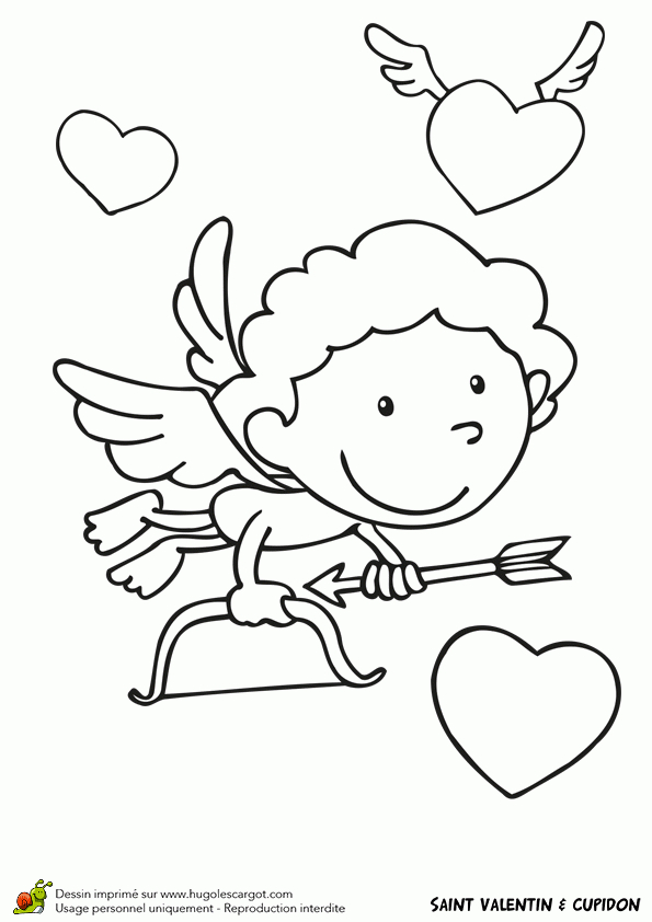 Dessin À Colorier Saint Valentin, Cupidon concernant Carte De St Valentin A Imprimer Et Colorier