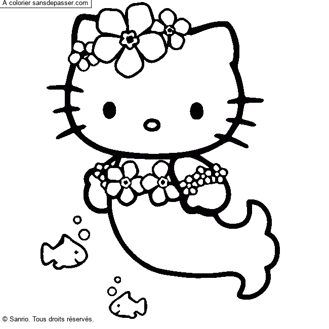 Dessin Colorié : Hello Kitty Sirène Par Emma37 – Sans Dépasser encequiconcerne Hello Kitty Sirène