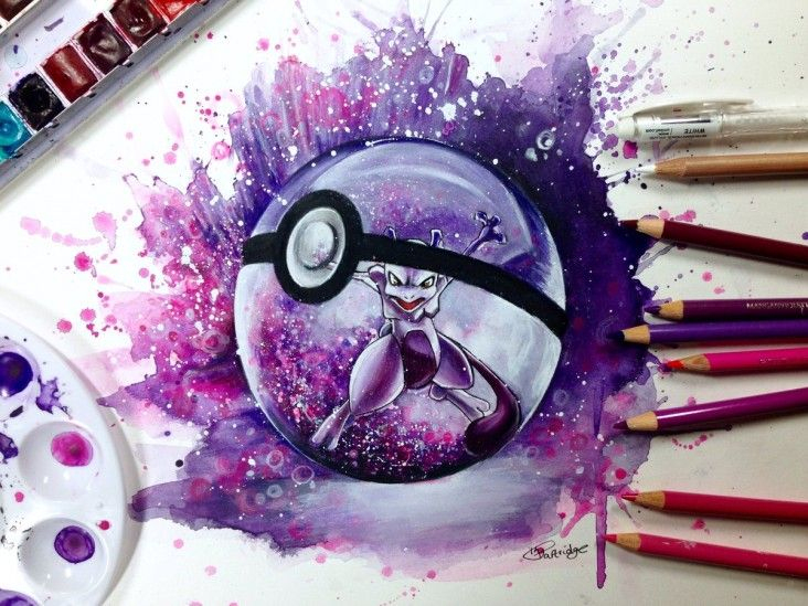 Dessiner Pokemon Go : Super Effet De Mewtwo À L'Aquarelle à Legendaire Dessin Pokemon En Couleur