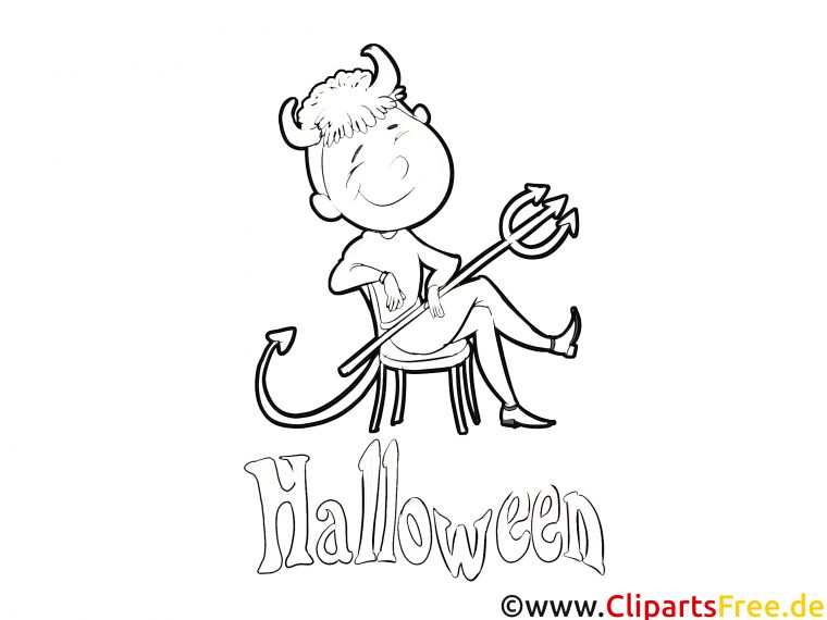 Diable Clipart Gratuit – Halloween À Colorier – Halloween avec Diable Coloriage