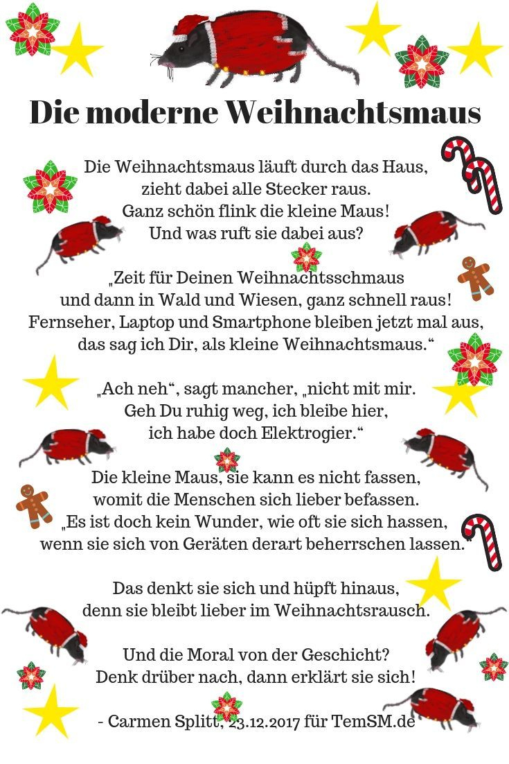 Die Weihnachtsmaus - Weihnachtsgedicht Von Carmen Splitt pour Weihnachtsgedichte Kinder