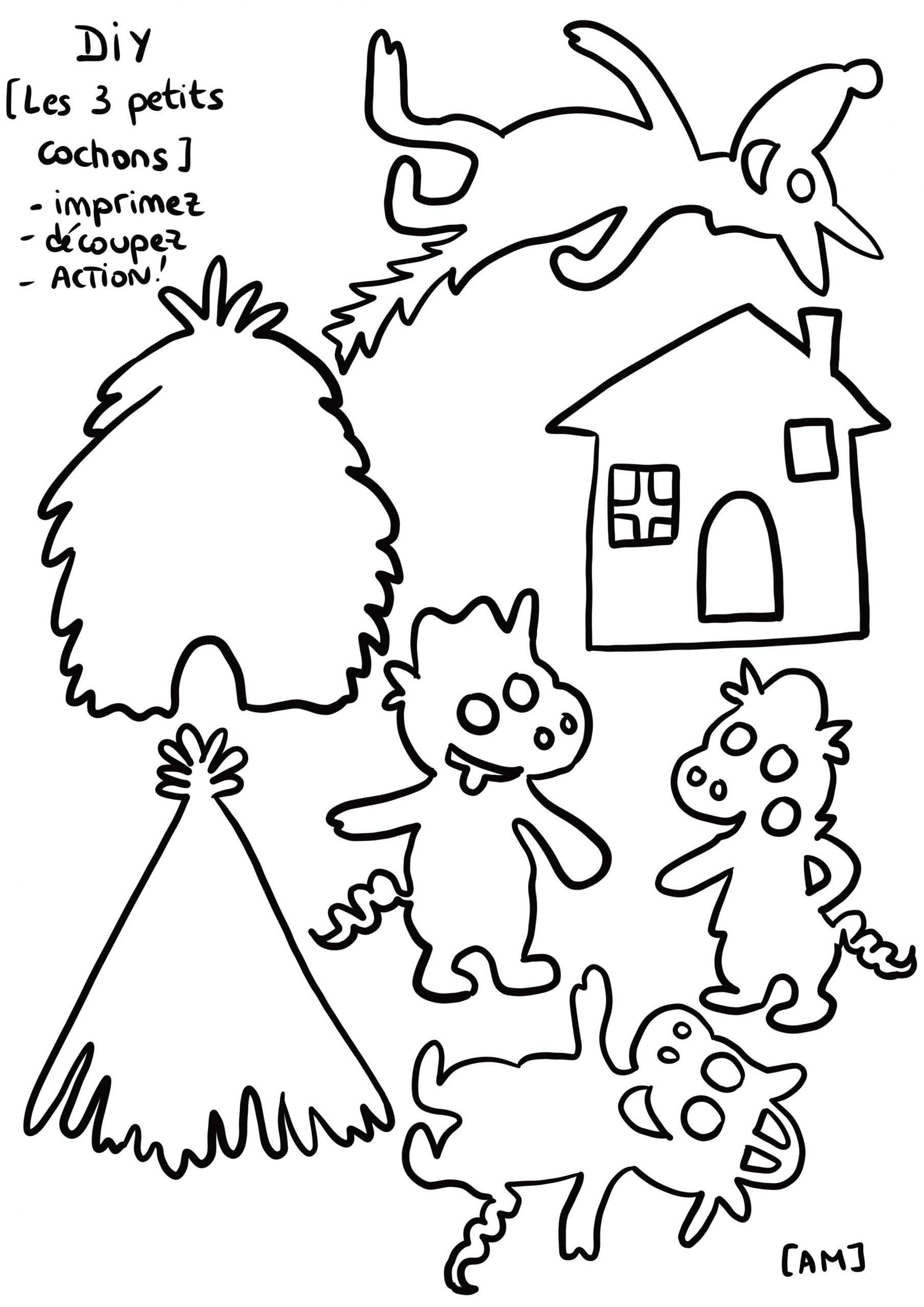 Diy : Un Théâtre D'Ombres {Les 3 Petits Cochons à Coloriage 3 Petit Cochon