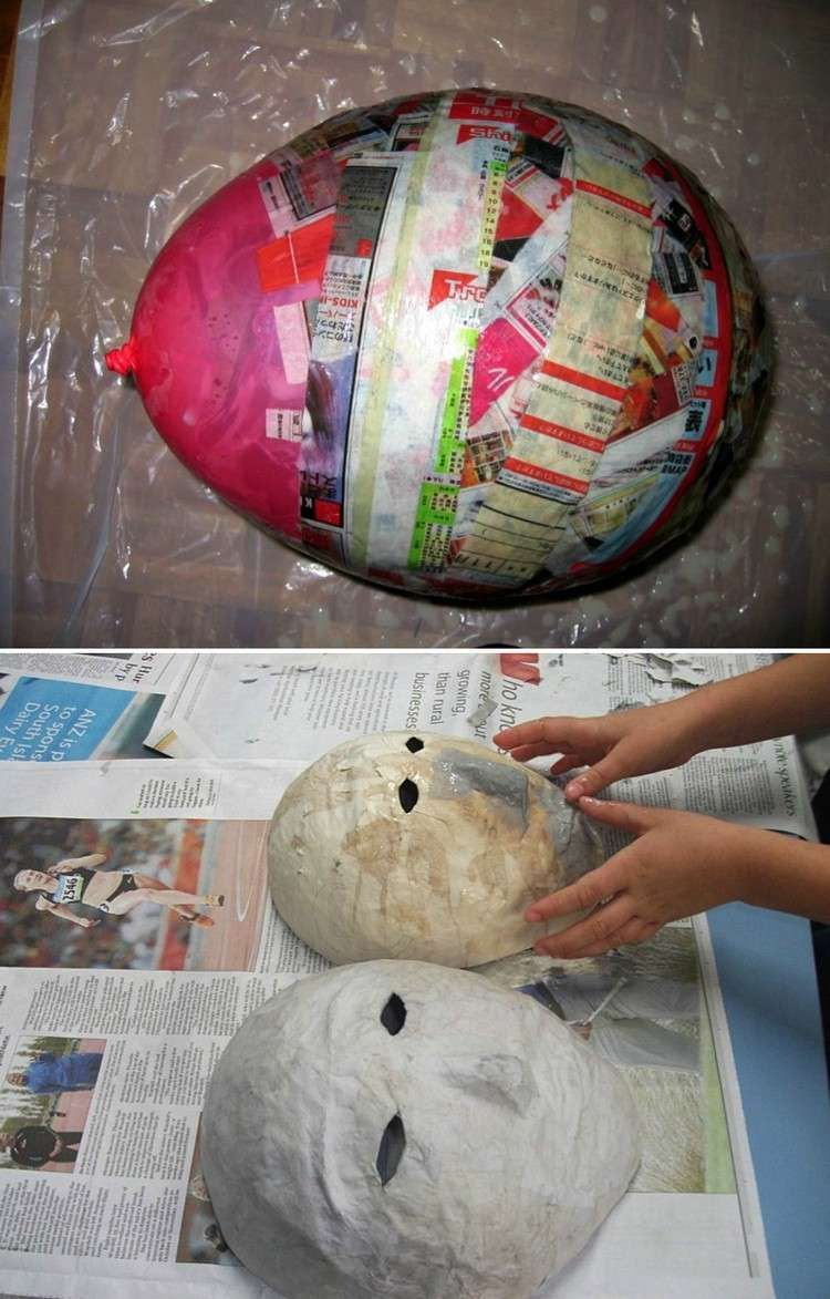 Einfache Masken Aus Pappmache Basteln | Paper Mache Mask encequiconcerne Masken Zum Selber Bemalen