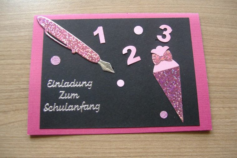 Einladungskarte Zur Einschulung Tafel Pink | Einladung tout Einladung Zur Einschulung