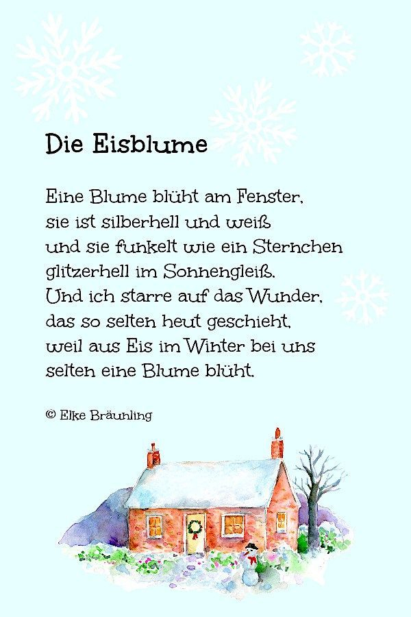 Elke Bräunling. Die Eisblume. Kindergedicht. Eine Blume destiné Weihnachtsgedichte Kinder