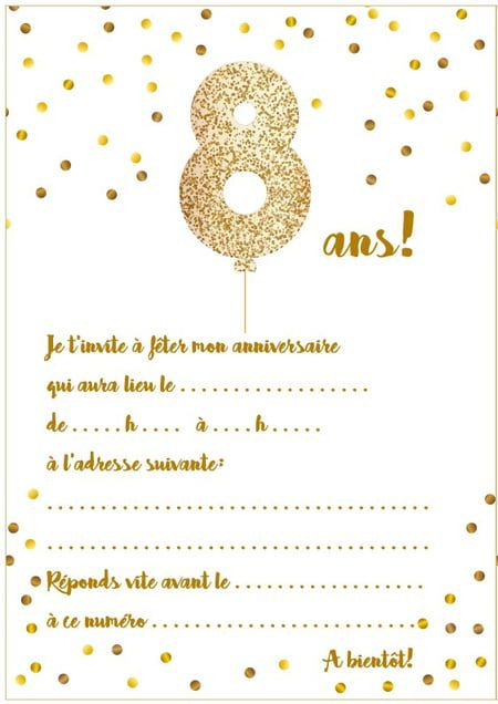 Épinglé Sur Anniversaire 8 Ans encequiconcerne Carte D Invitation À Imprimer