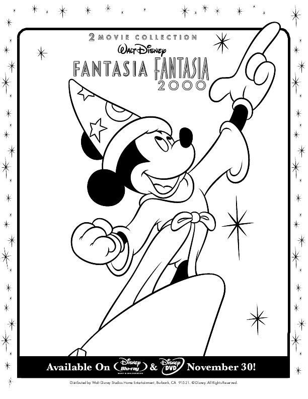 Fantasia And Fantasia 2000 Printable Activities | Mickey encequiconcerne Coloriage Mickey Magicien