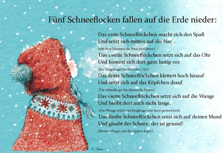 Fünf Schneeflocken Fallen Auf Die Erde Nieder intérieur Weihnachtsgedicht Kindergarten