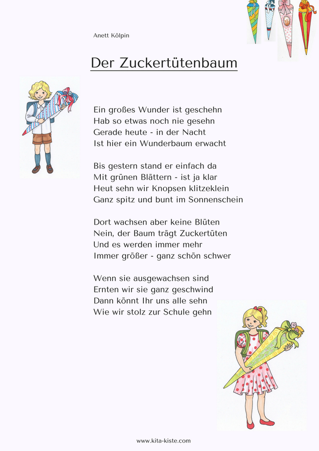 Gedicht Zuckertütenbaum Vorschule Kita | Gedichte Zum dedans Reime Kindergarten Vorschule