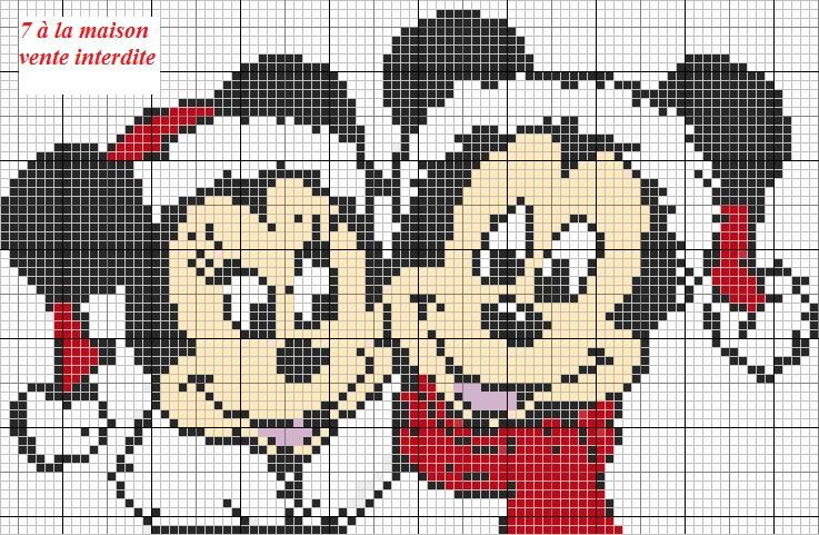 Grille Gratuite : Mickey & Minnie Noël – Le Blog De 7 À La à Dessin Pixel Noel