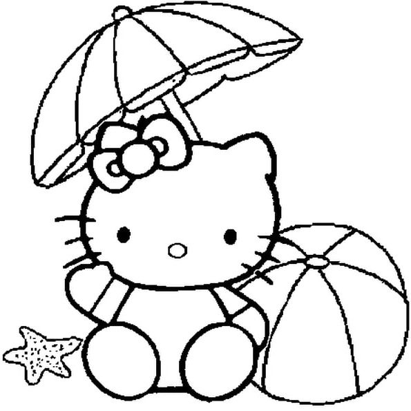 Hello Kitty À La Plage Coloriage Hello Kitty À La Plage destiné Hello Kitty Sirène