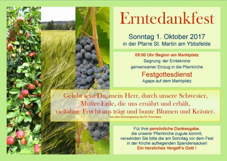 Herzliche Einladung Zum Erntedankfest | Pfarre St. Martin à St Martin Einladung