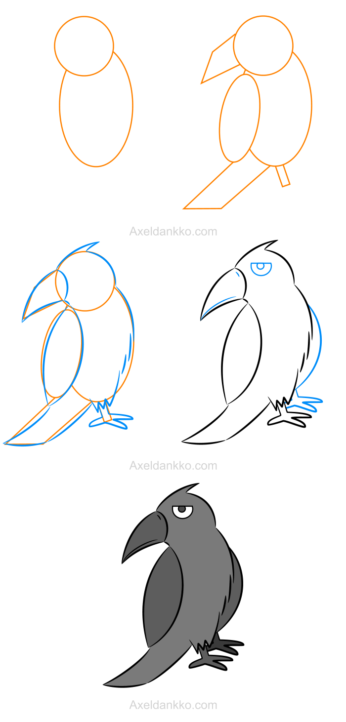 How To Draw A Crow – Comment Dessiner Un Corbeau | Art encequiconcerne Coloriage Corbeau