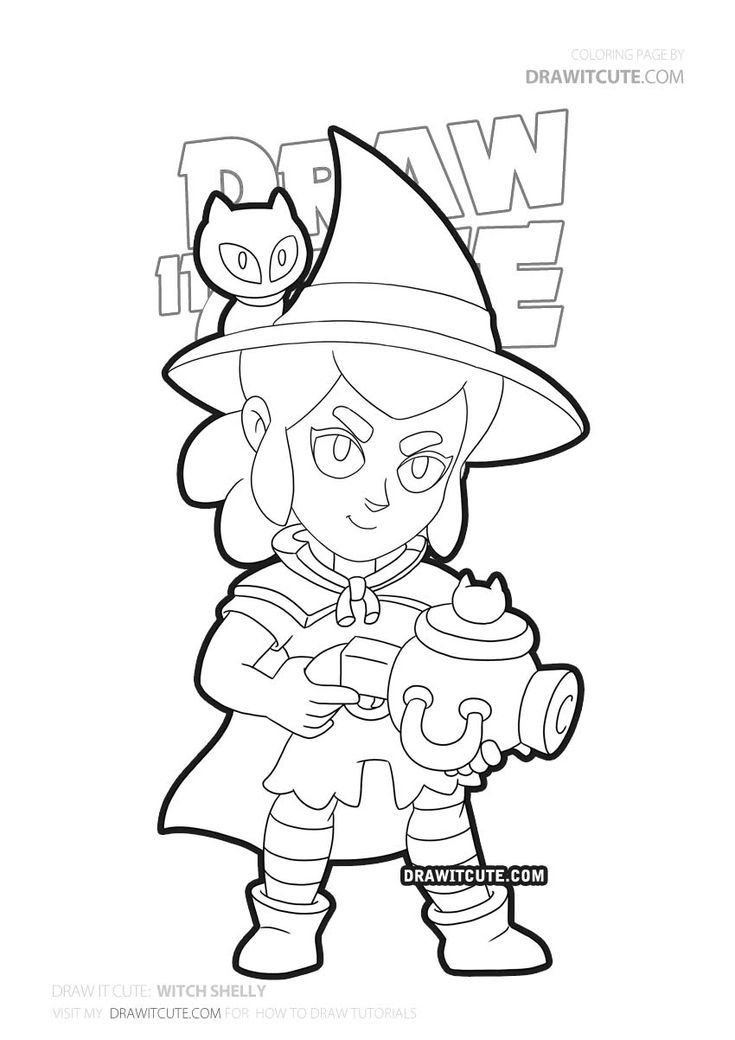 How To Draw Witch Shelly | Brawl Stars – Draw It Cute In serapportantà Dessin A Imprimer Brawl Star