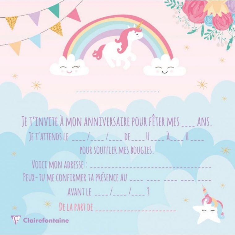 Invitation Anniversaire Fille 10 Ans Licorne : Carte D tout Carte Invitation Anniversaire