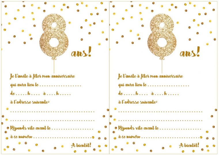 Invitation Anniversaire Fille 8 Ans À Imprimer intérieur Carte Invitation Anniversaire Gratuite À Imprimer