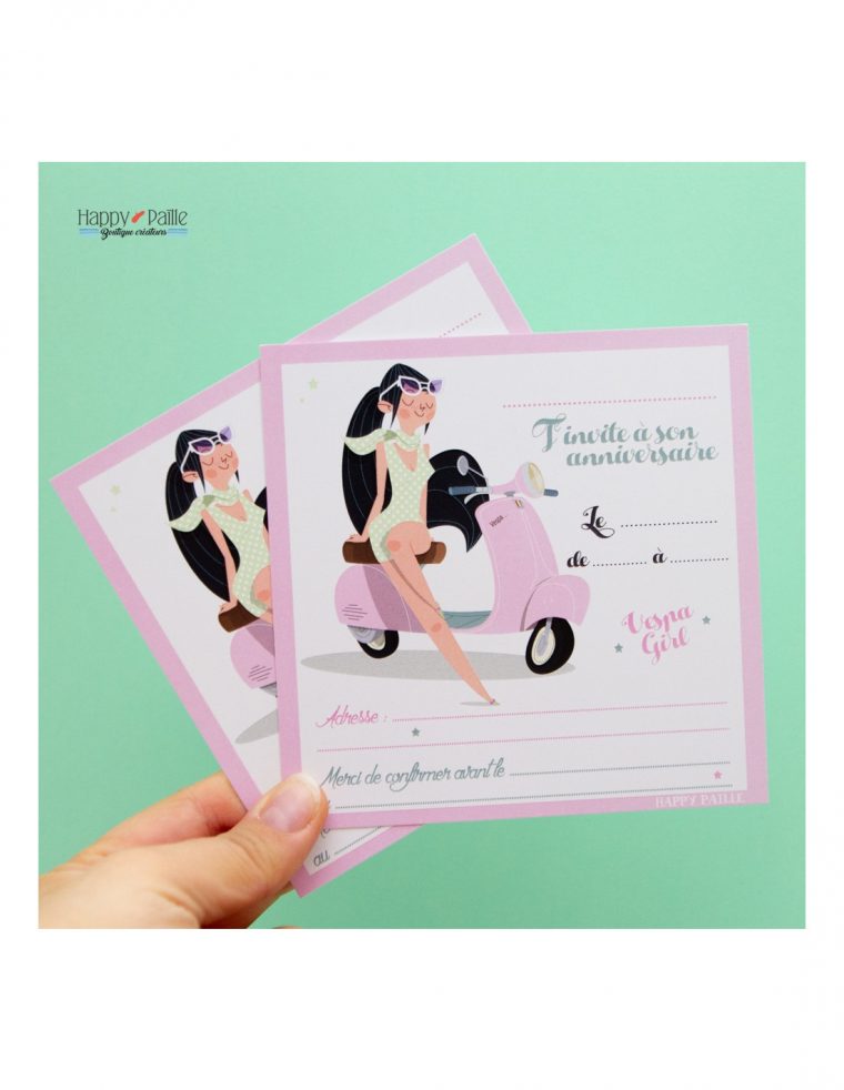 Invitation Anniversaire Fille – Anniversaire Vespa intérieur Invitation Anniversaire Fille