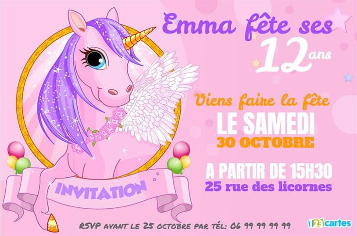 Invitation Anniversaire Pink Licorne Gratuite À dedans Carte Invitation Gratuite À Imprimer