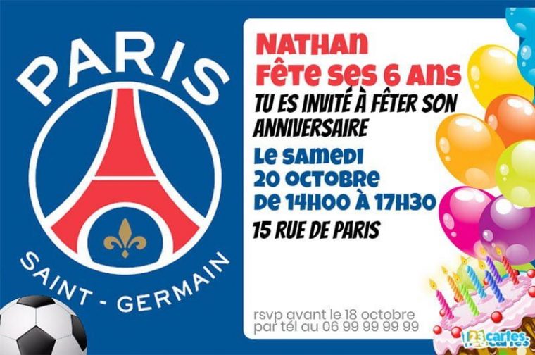 Invitation Anniversaire Psg Gratuite À Personnaliser En concernant Invitation Anniversaire À Imprimer