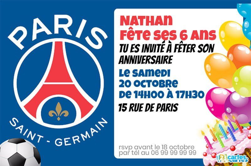 Invitation Anniversaire Psg Gratuite À Personnaliser En tout Invitation Gratuite À Imprimer