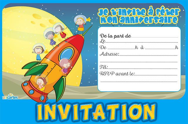 Invitation Anniversaire Sur La Lune Pour Enfants, À destiné Invitations Anniversaire À Imprimer