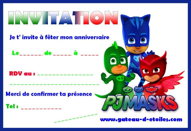 Invitation Gratuite Pyjamasques – Leblogdegateaudetoiles à Carton Invitation Anniversaire Gratuit À Imprimer