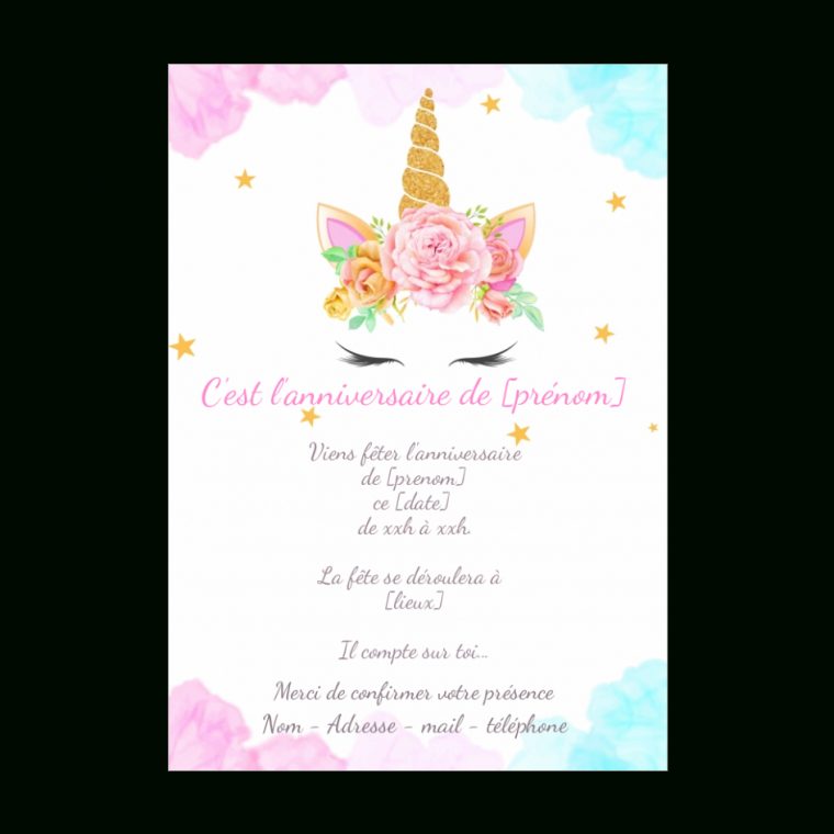 Invitation Pour Un Anniversaire Licorne A Imprimer | Carte destiné Carte Invitation D Anniversaire À Imprimer Gratuite