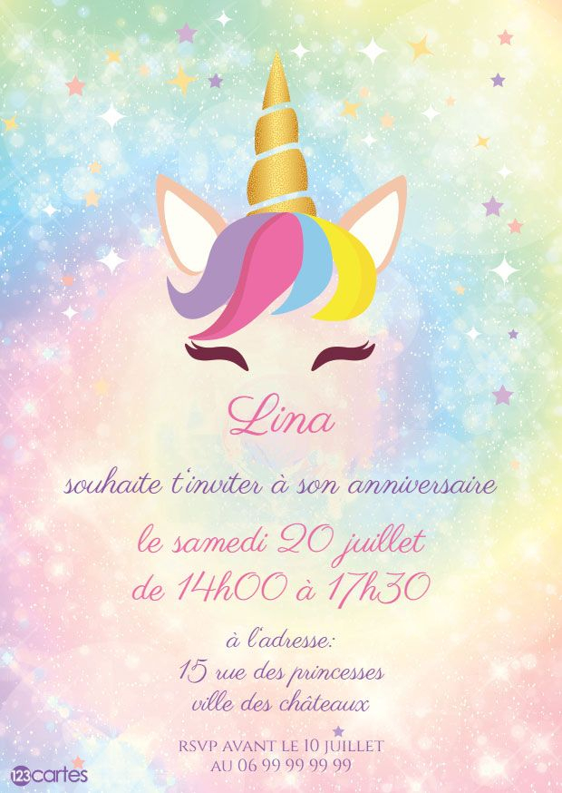 Invitations Anniversaire Fille (Gratuits) | 123Cartes à Carton Invitation Anniversaire Gratuit À Imprimer