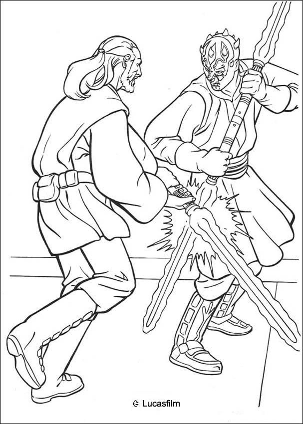 Jedi Knight Qui-Gon Jinn Fighting A Duel With Darth Maul à Dessin Gon A Imprimer