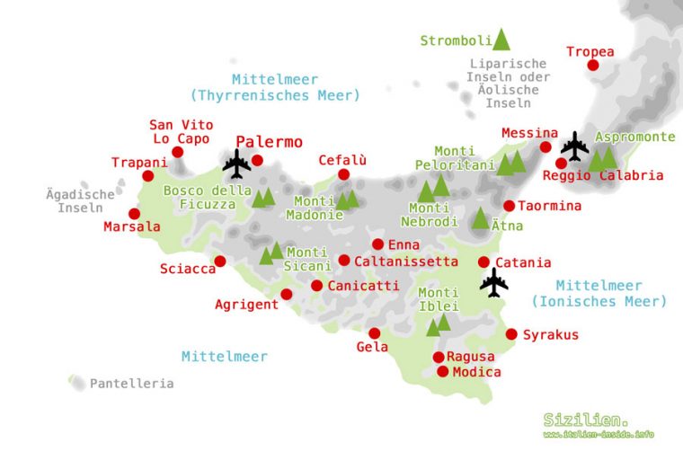 Karte Sizilien | .Italien-Inside avec Information Über Italien