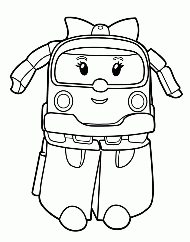 Kolorowanka Robot Poli Do Druku serapportantà Coloriage Robocar