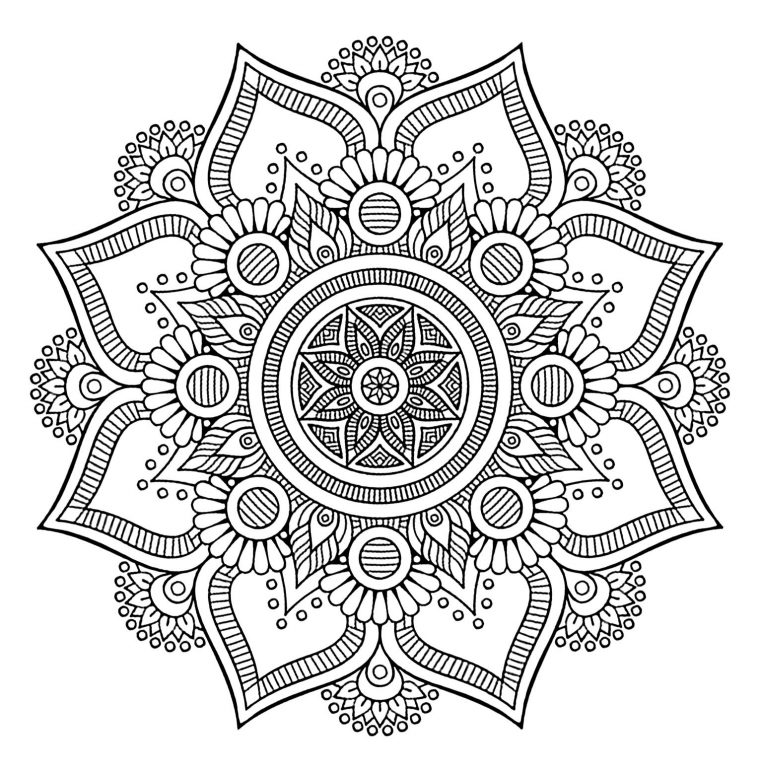 La Grosse Fleur – Mandalas – Coloriages Difficiles Pour dedans Mandala Pour Adulte