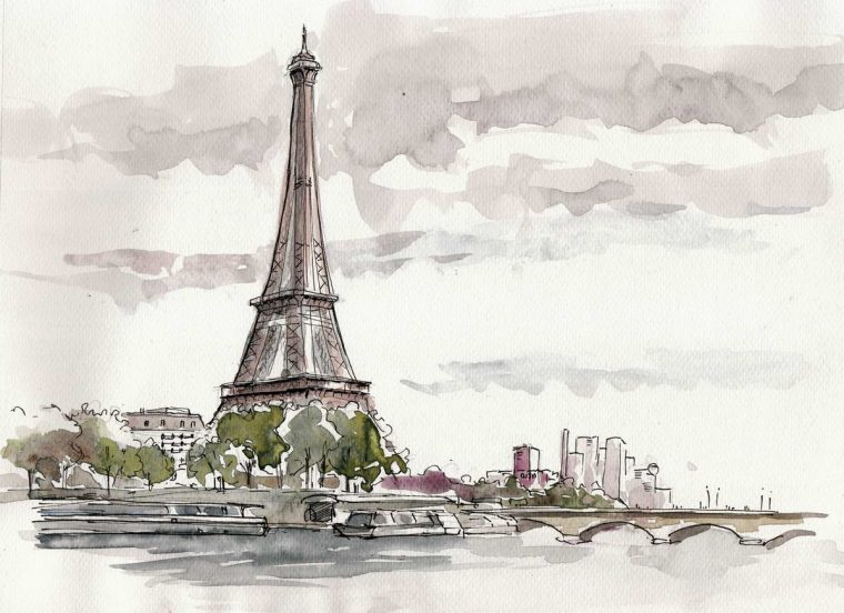 La Seine – Paris – Michel Colson encequiconcerne Comment Dessiner Une Tour Eiffel