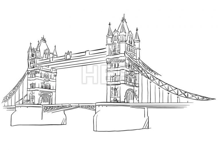 London Tower Bridge Outline Sketched | Hebstreits Sketches serapportantà Coloriage Tower Bridge